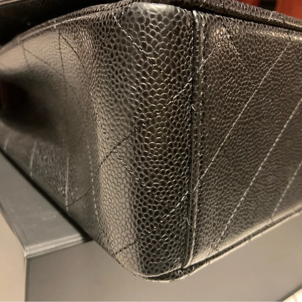 Classic Caviar‎ black Chanel jumbo double flap bag - Picture 11 of 16